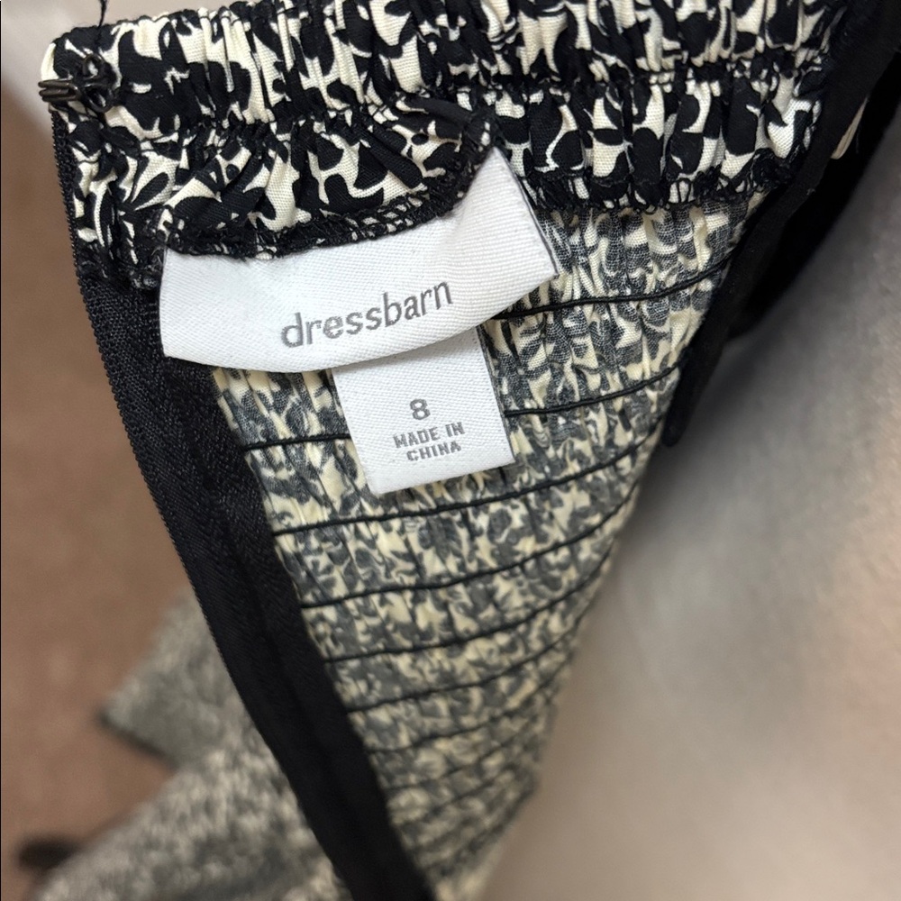 Dress Barn Black and White Patterned Midi Dress with removable straps size 8 - Picture 8 of 11